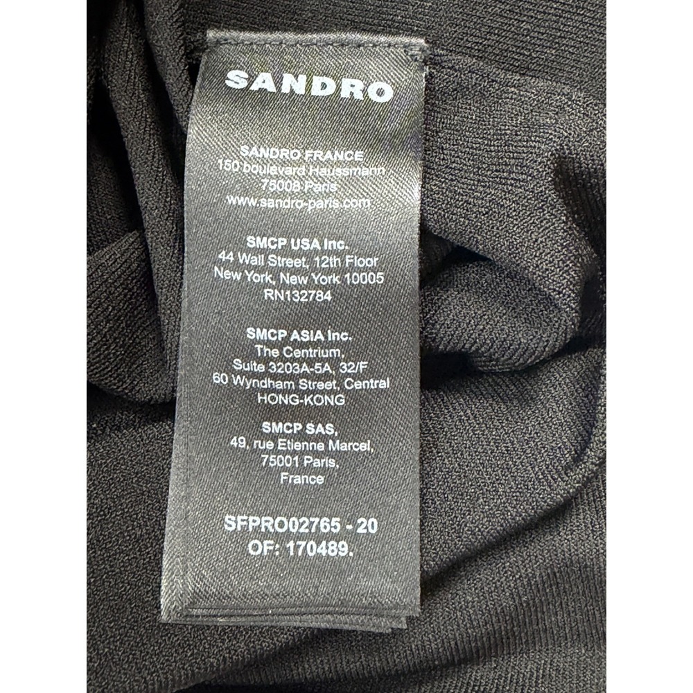 Sandro Poitou Knit Mini Dress 38 US 6 Black Ruched Puff Sleeve NWT LBD Event - Picture 8 of 10
